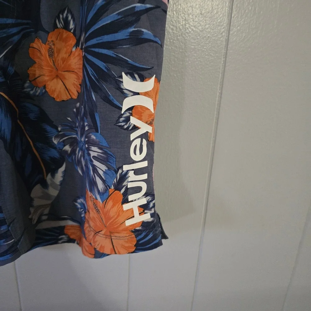 Hurley Swim Trunks‎ Mens Small Blue Orange Tropical Floral Board Shorts